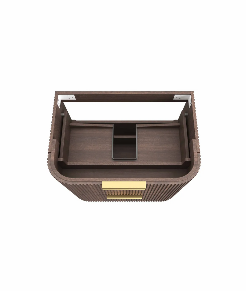 Otti Havana Sable Walnut Fluted Wall Hung Curve Vanity