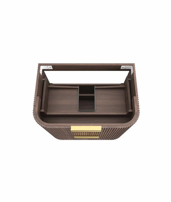 Otti Havana Sable Walnut Fluted Wall Hung Curve Vanity