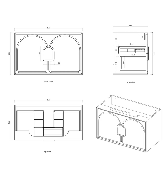 Otti Laguna Mk II Black Oak Wall Hung Vanity