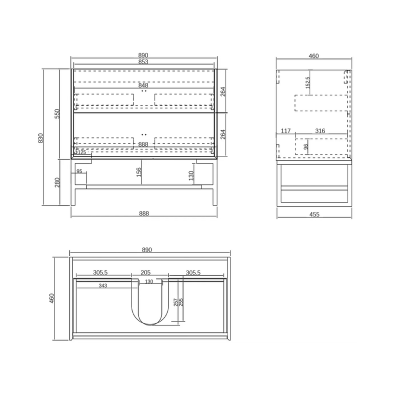 Otti Boston Light Grey Wall Hung Vanity