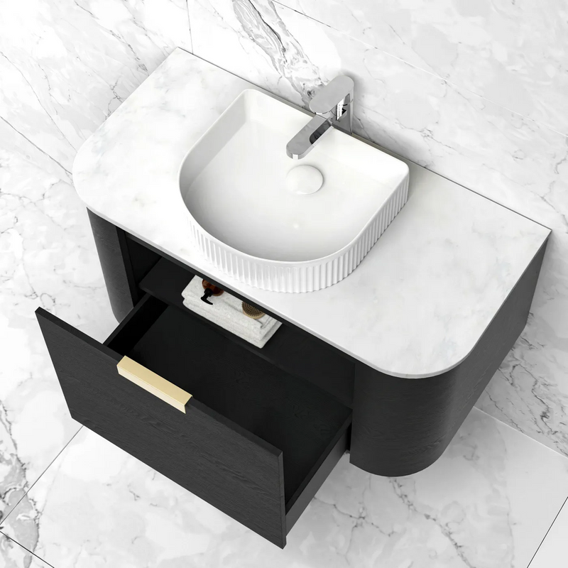 Otti Bondi Black Oak Wall Hung Curve Vanity