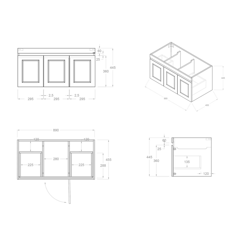 Otti Hampton Mark II Satin White Wall Hung Vanity