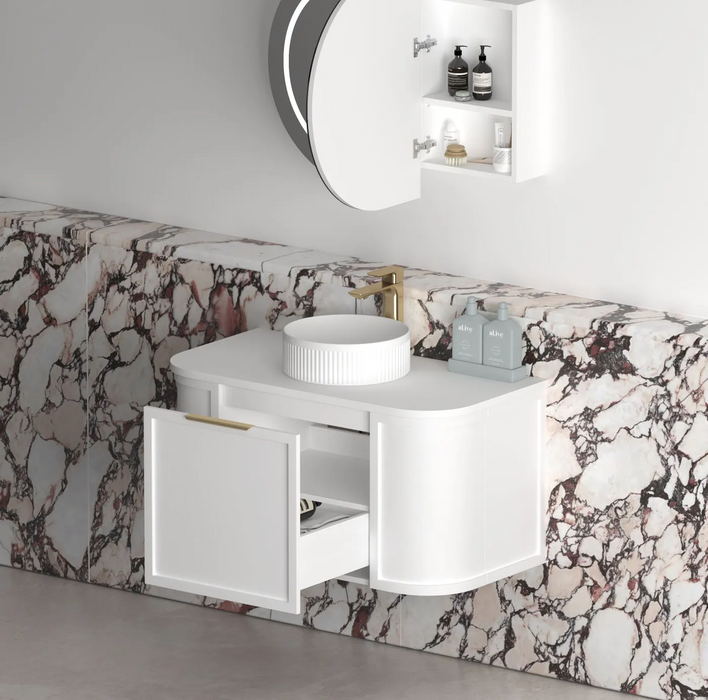 Otti Hampshire Satin White Wall Hung Curve Vanity