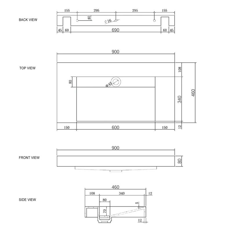 Otti Moonlight Solid Surface Top