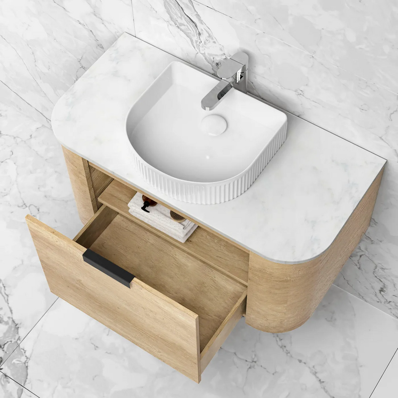 Otti Bondi Natural Oak Wall Hung Curve Vanity