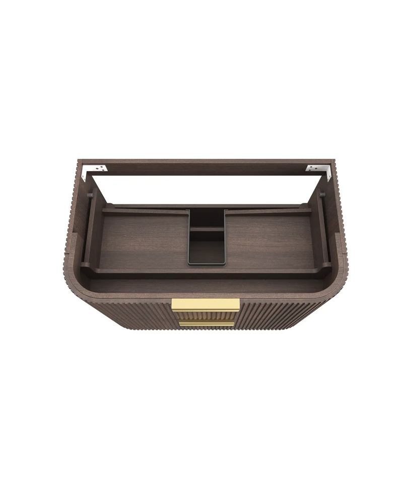 Otti Havana Sable Walnut Fluted Wall Hung Curve Vanity