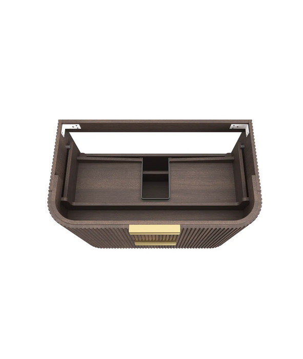 Otti Havana Sable Walnut Fluted Wall Hung Curve Vanity