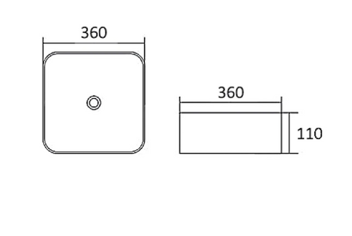 Otti Artis H'33 Above Counter Matte Black Basin Super Slim 360x360x110