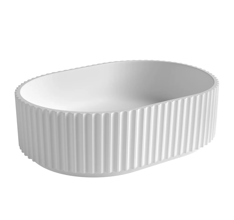 Otti Celine Oval Fluted Solid Surface 480x345x140 Matte White Basin NF