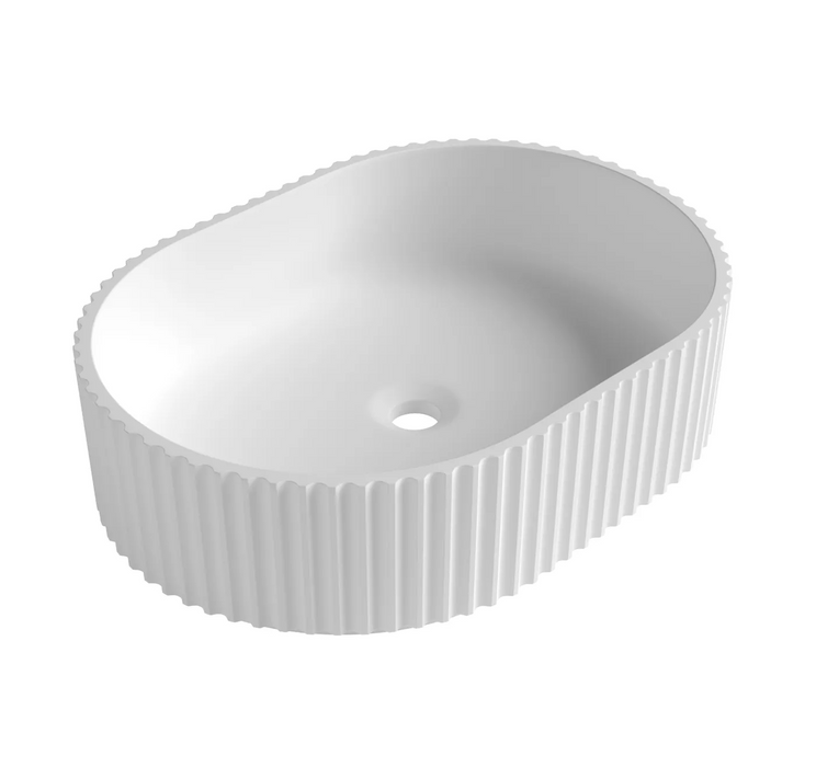 Otti Celine Oval Fluted Solid Surface 480x345x140 Matte White Basin NF