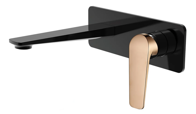 Otti Australia Zevio Wall Basin Mixer Matte Black & Rose Gold