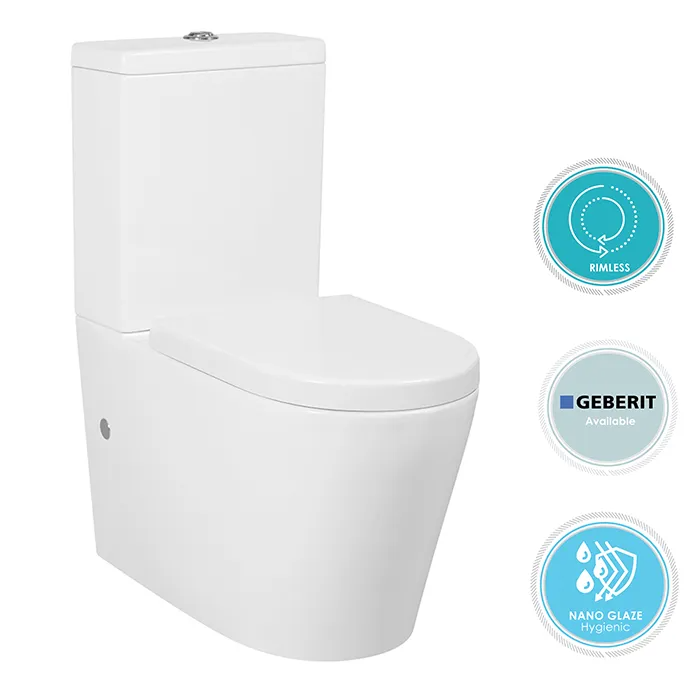 Otti Australia Alzano Rimless Toilet Suite Thick Seat Geberit Cistern