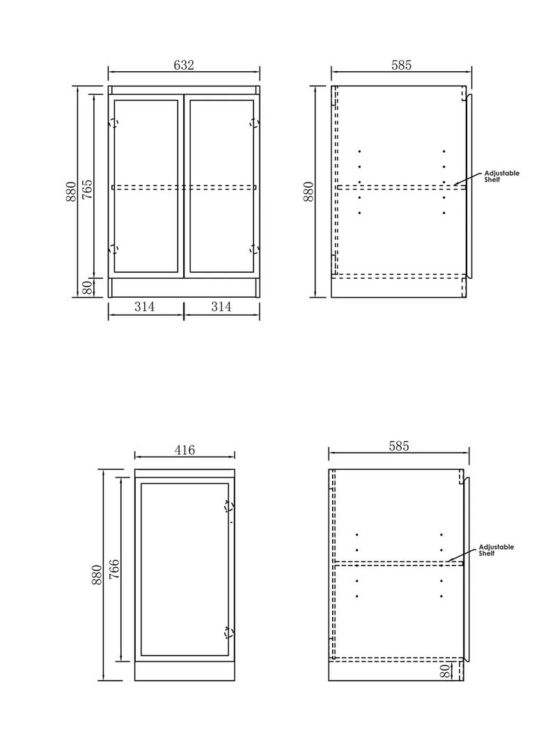 Otti Hampshire White Base Laundry Cabinet With 1060mm Benchtop