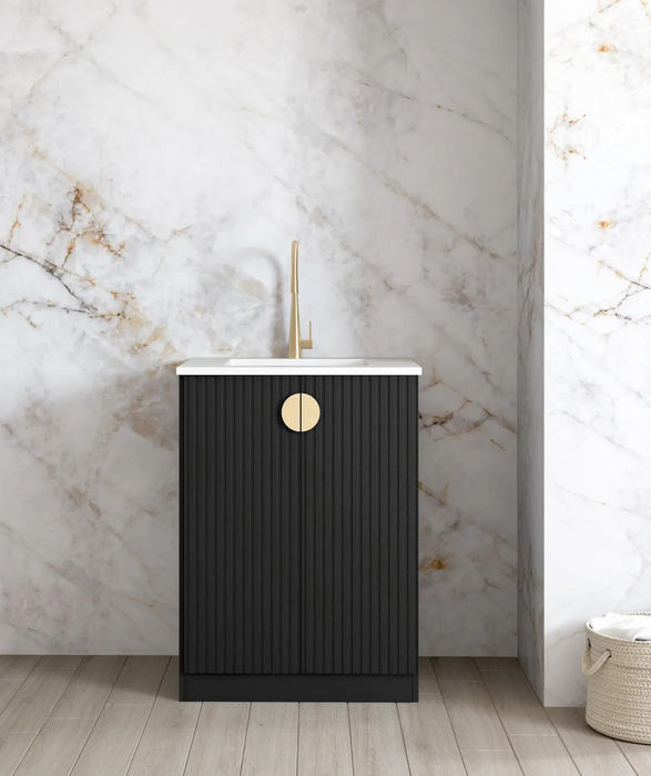 Otti Mini Laundry 650mm Marlo Black with Stone Top