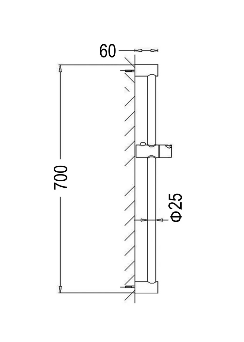 Otti Australia Pavia Shower Rail with Round Handheld Shower Piece