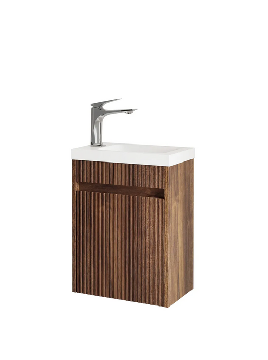 Otti Mini Ensuite Vanity 400mm Sable Walnut Fluted Fluted Vanity (with Basin)