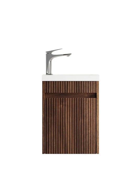 Otti Mini Ensuite Vanity 400mm Sable Walnut Fluted Fluted Vanity (with Basin)