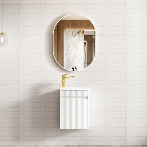 Otti Mini Ensuite Vanity 400mm Matte White Fluted Vanity (with Basin)