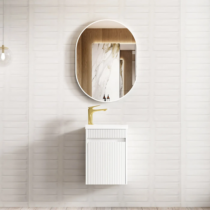 Otti Mini Ensuite Vanity 400mm Matte White Fluted Vanity (with Basin)