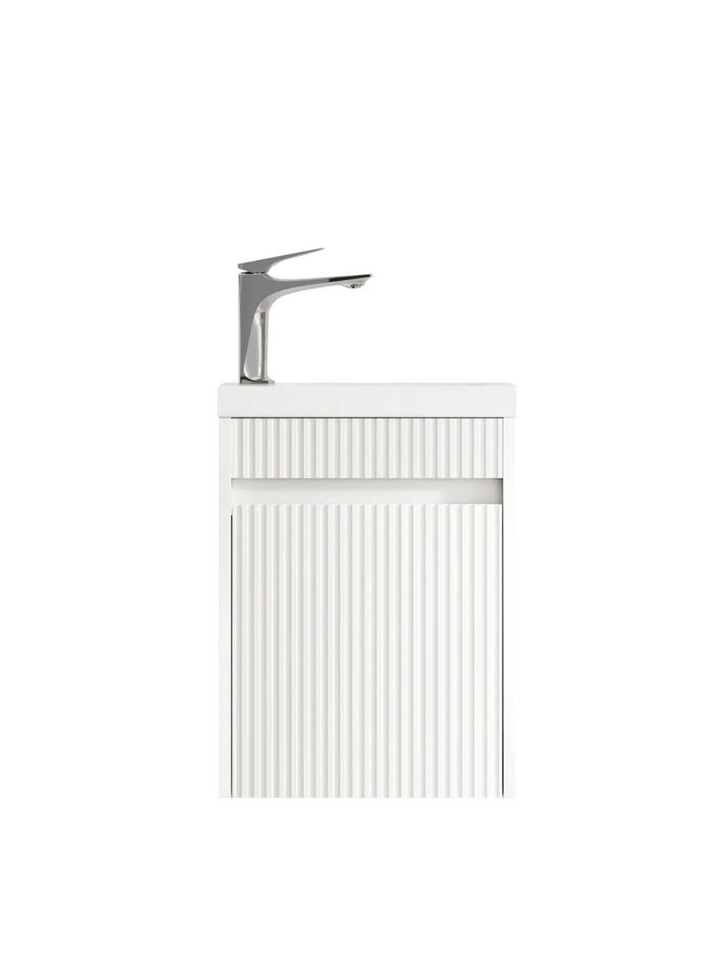 Otti Mini Ensuite Vanity 400mm Matte White Fluted Vanity (with Basin)