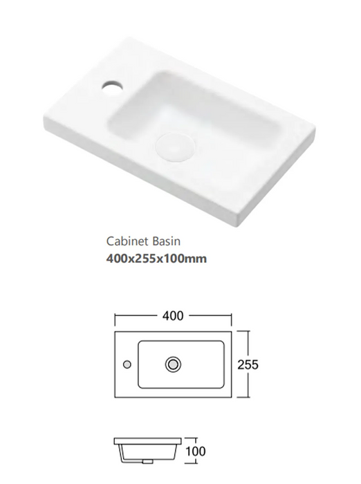 Otti Mini Ensuite Vanity 400mm Matte White Fluted Vanity (with Basin)