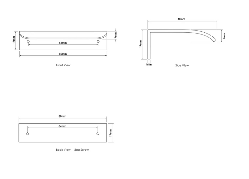 Otti Australia Hampshire Handle for Cabinet 80mm