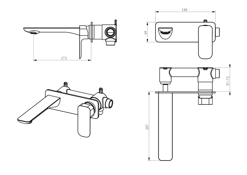 Otti Australia Oskar Wall Basin Mixer