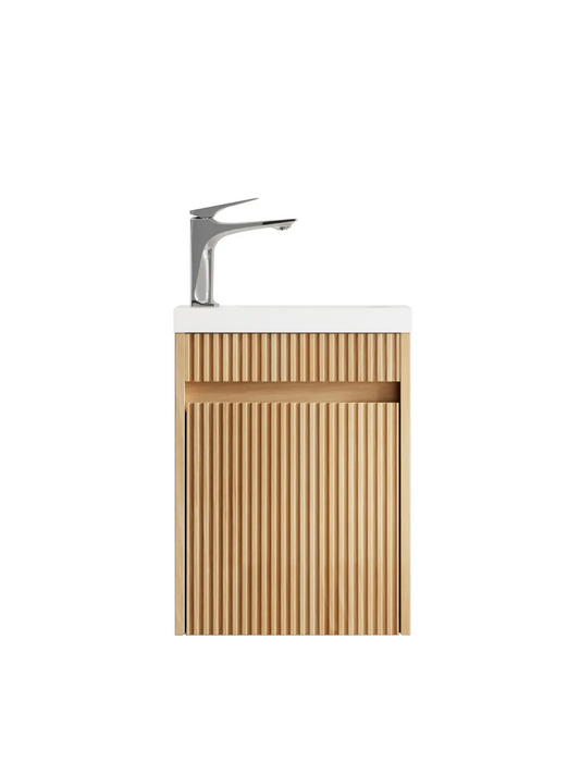 Otti Mini Ensuite Vanity 400mm Woodland Oak Fluted Vanity (with Basin)