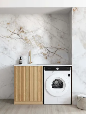 Otti Havana Oak Base Laundry Cabinet with 1300mm Stone Top