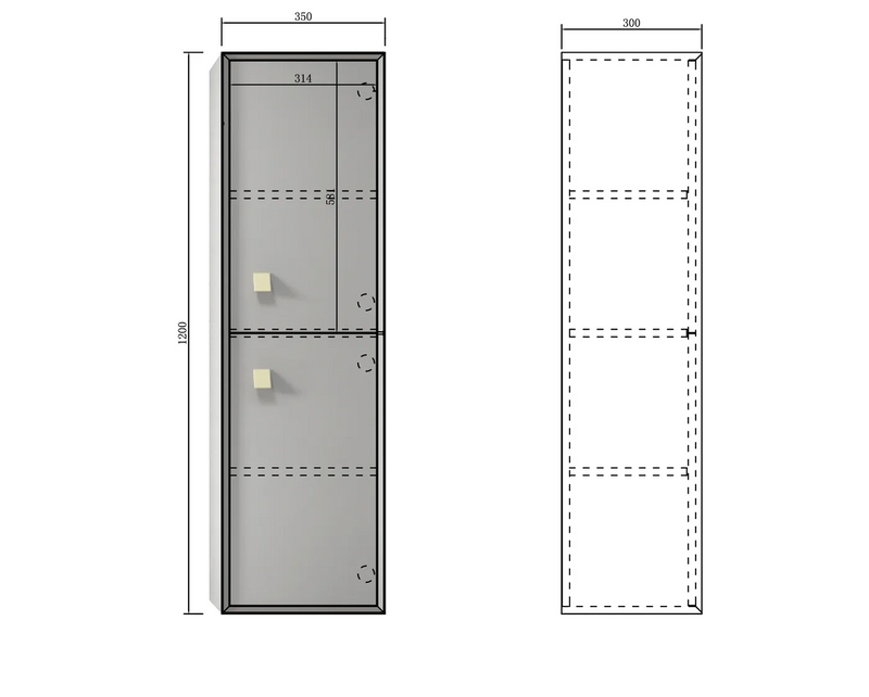 Otti Boston Tall Boy 350x300x1200 Matte Grey