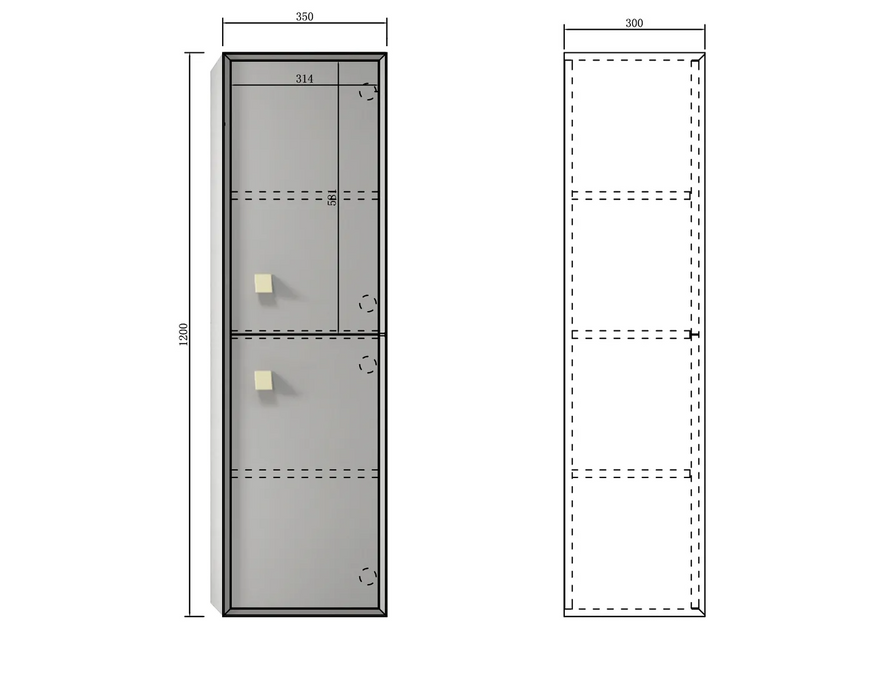 Otti Boston Tall Boy 350x300x1200 Matte Grey