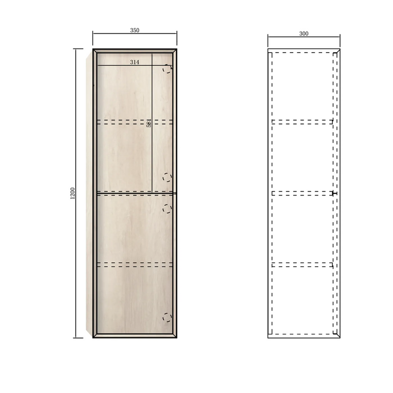 Otti Byron Tall Boy 350x300x1200 Natural Oak