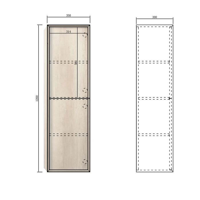 Otti Byron Tall Boy 350x300x1200 Natural Oak