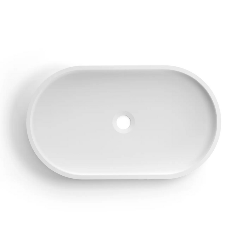 Otti Hudson Oval 600x350x120 Concrete Fluted White Basin