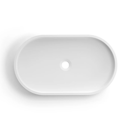 Otti Hudson Oval 600x350x120 Concrete Fluted White Basin