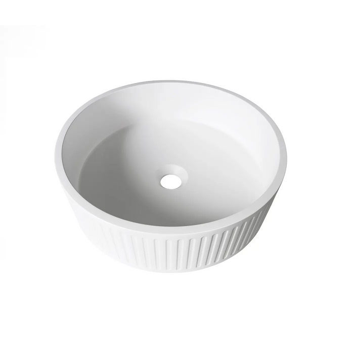 Otti Hudson Round 400x400x120 Concrete Fluted White Basin