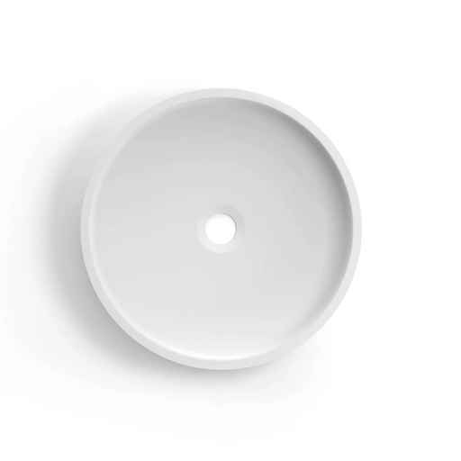 Otti Hudson Round 400x400x120 Concrete Fluted White Basin