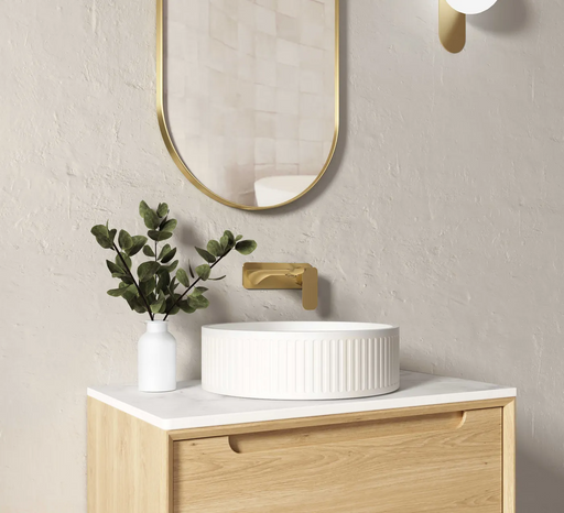 Otti Hudson Round 400x400x120 Concrete Fluted White Basin
