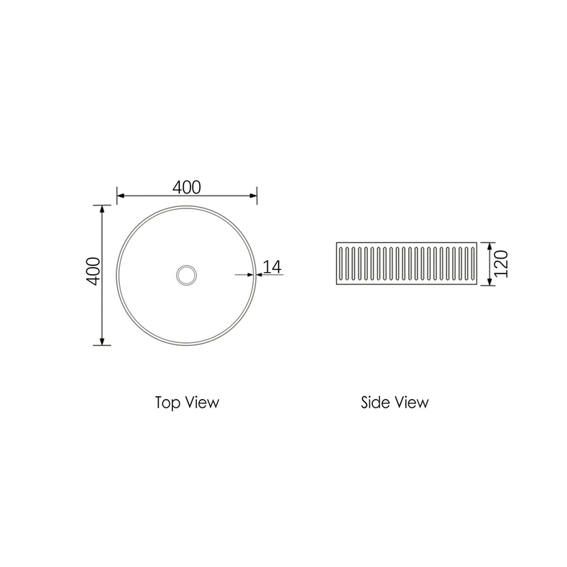 Otti Hudson Round 400x400x120 Concrete Fluted White Basin