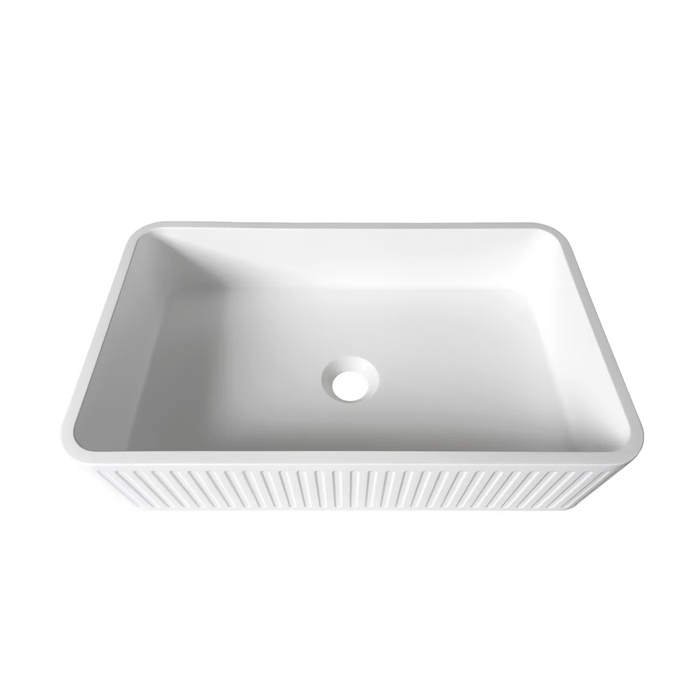 Otti Hudson Square 520x320x120 Concrete Fluted White Basin
