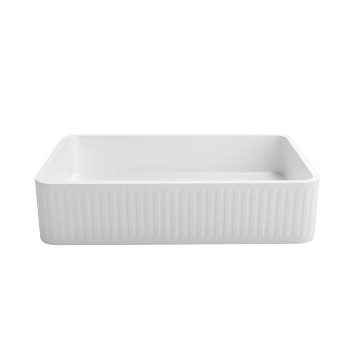 Otti Hudson Square 520x320x120 Concrete Fluted White Basin