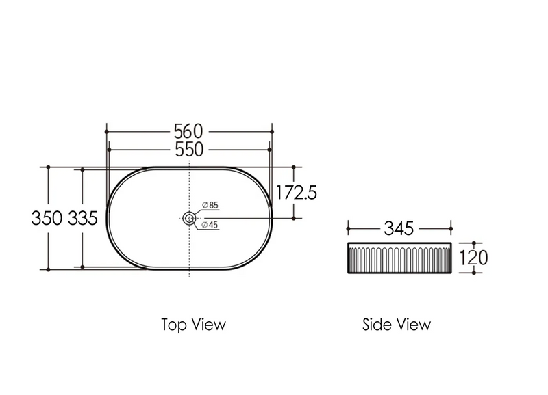 Otti Kensington Oval 560x350x120 Basin