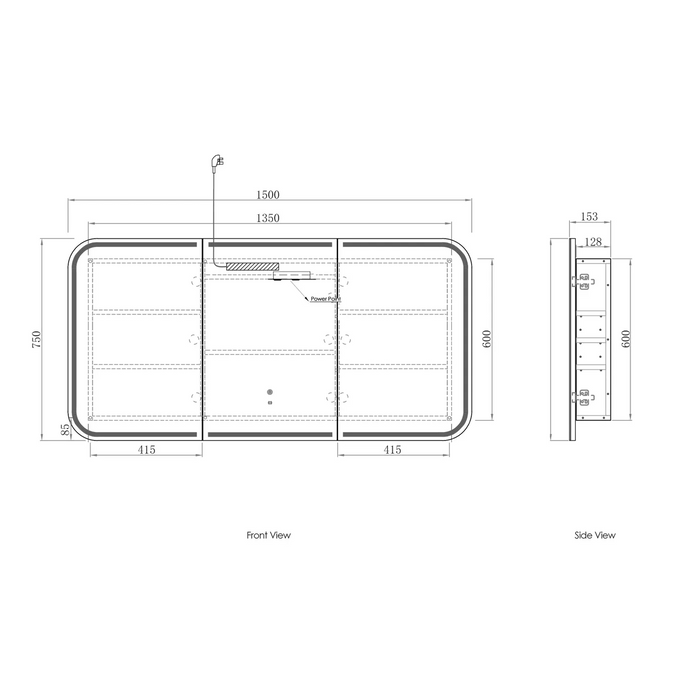Otti LED Newport Shaving Cabinet Premium Edition