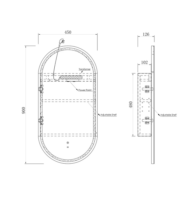 Otti LED Noosa 900x450 Shaving Cabinet