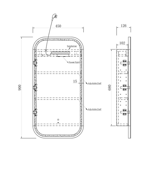 Otti LED Newport Shaving Cabinet Premium Edition