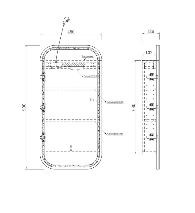 Otti LED Newport Shaving Cabinet Premium Edition