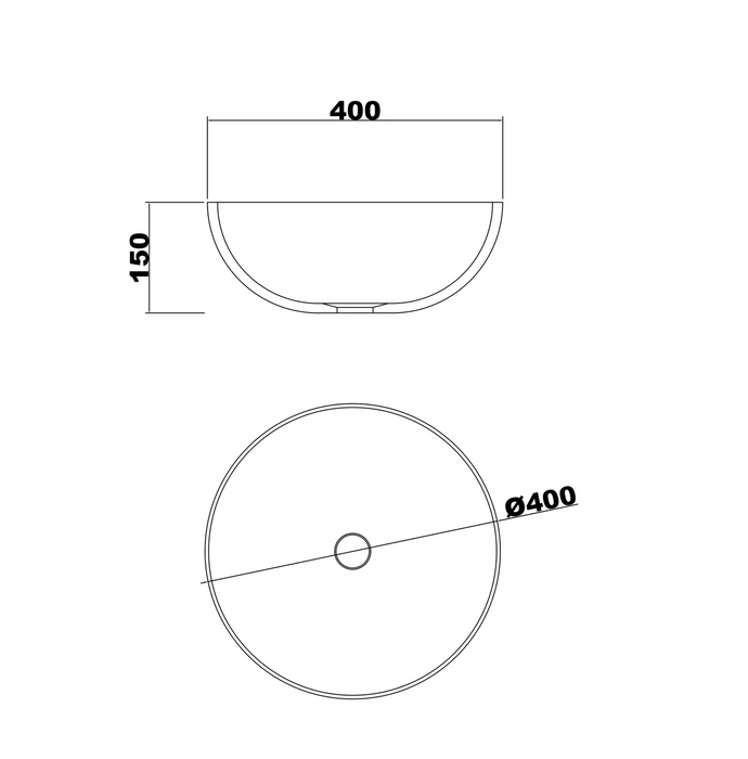 Otti London Solid Surface 390x390x145 Matte White Basin NF