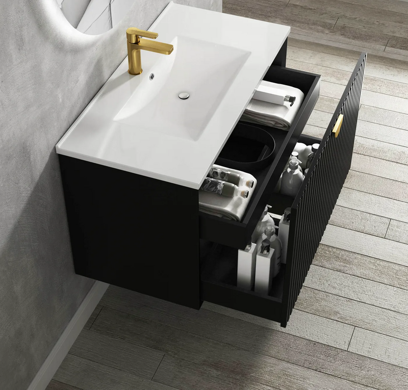 Otti Marlo Matte Black Wall Hung Vanity
