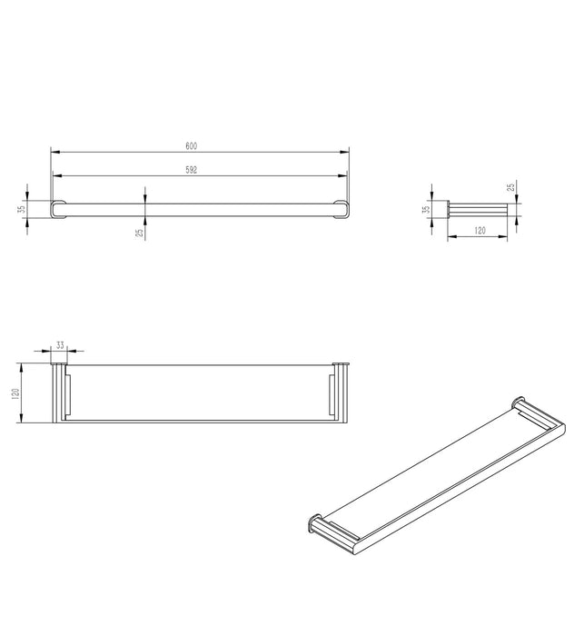 Otti Oskar Metal & Glass Shelf