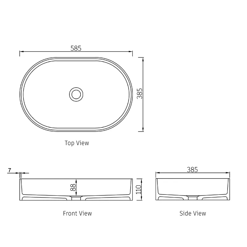 Otti Noosa Solid Surface 585x385x110 Matte White Basin NF